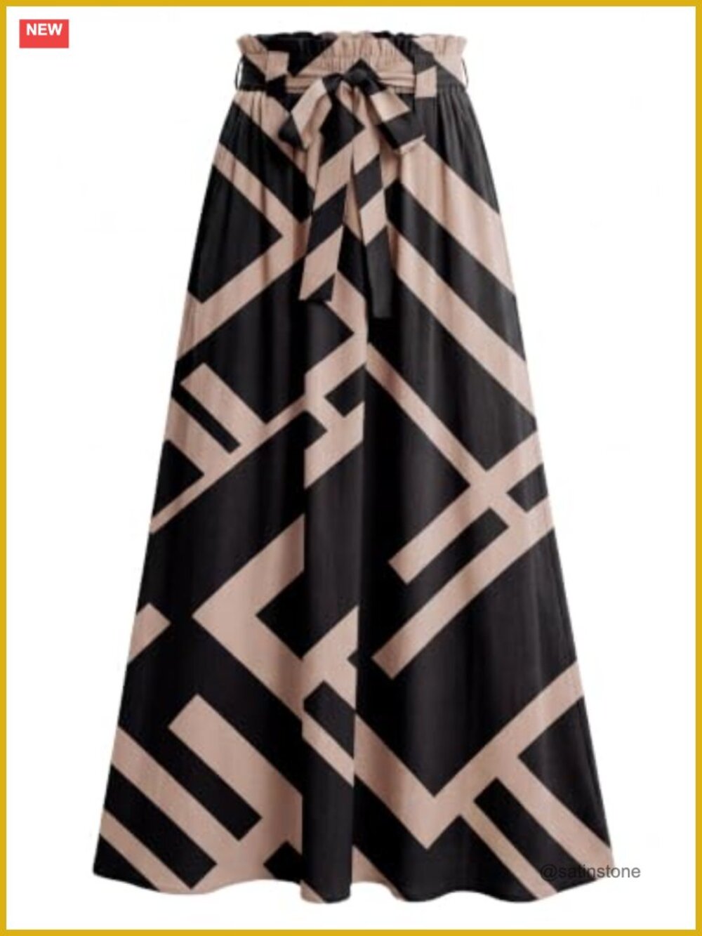 Flowy Maxi Skirt High Waisted A-Line Tie Waist Pockets